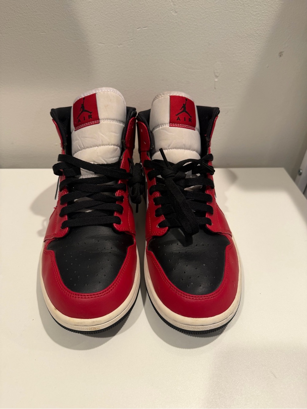 Jordan 1 mid  Black, Red & White